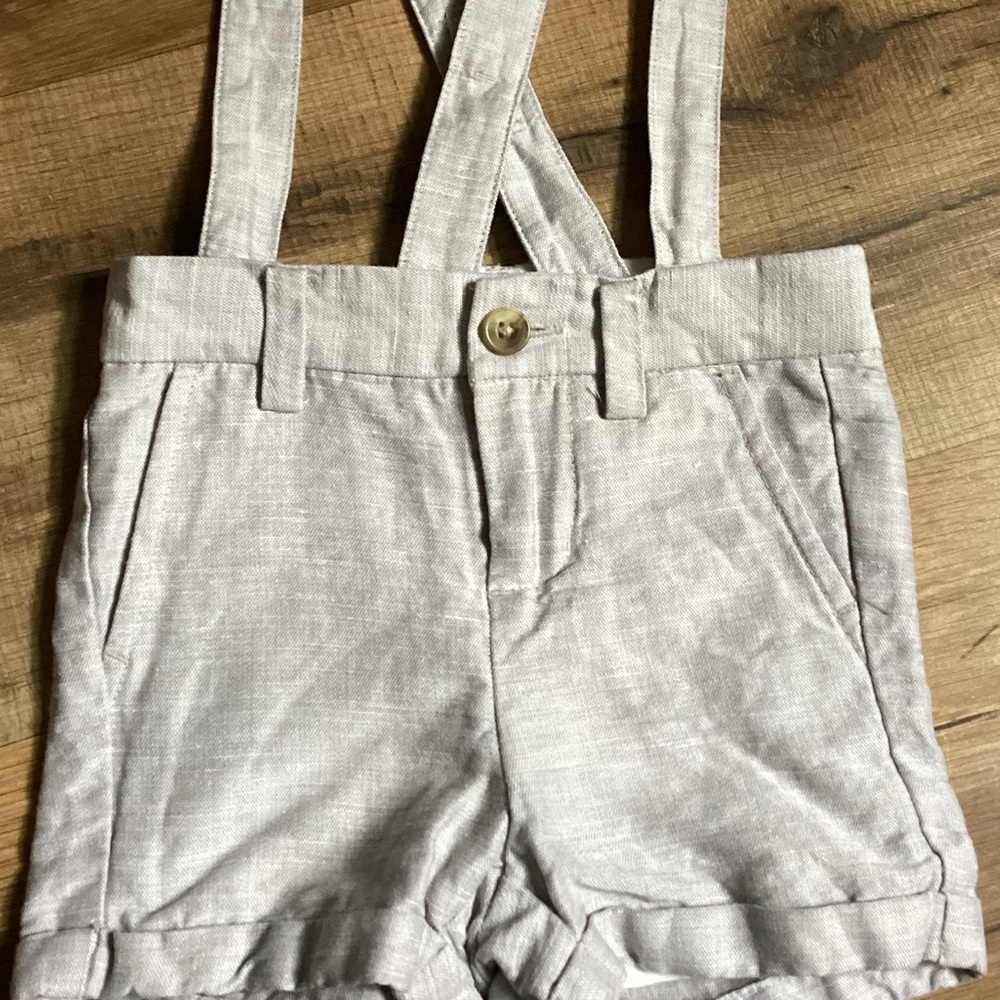 Janie & Jack linen/cotton shorts with suspenders.